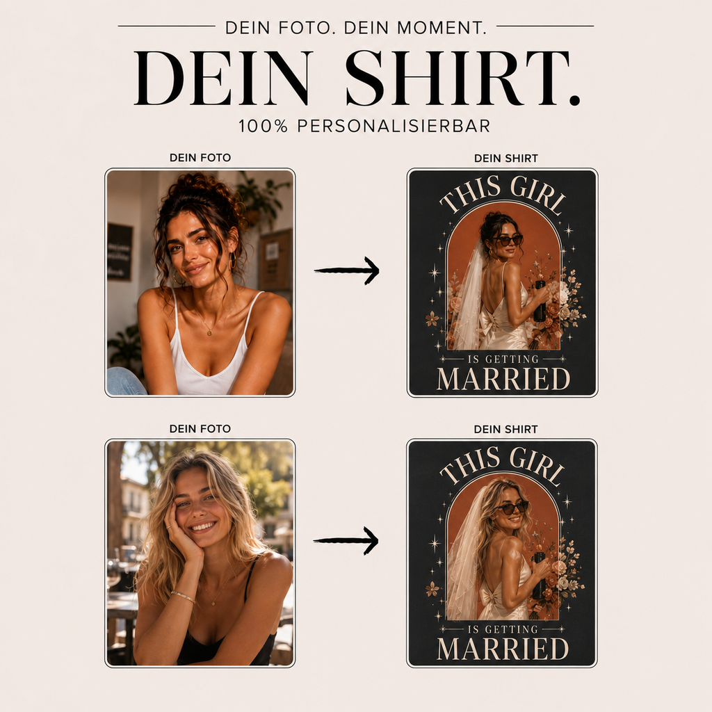Personalisiertes JGA Shirt mit eigenem Foto – "Editorial"