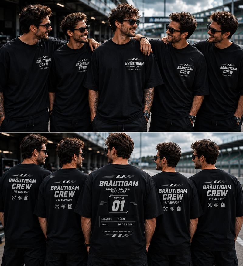 Personalisiertes Männer JGA Gruppenshirt - "Racingteam"