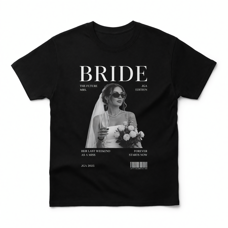 Personalisiertes JGA Shirt mit eigenem Foto - "Bride Magazin"