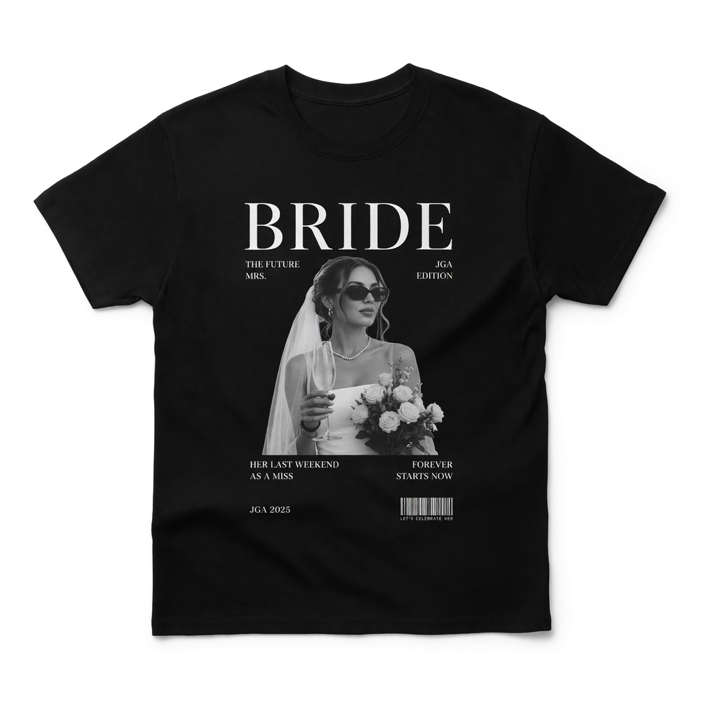 Personalisiertes JGA Shirt mit eigenem Foto - "Bride Magazin"