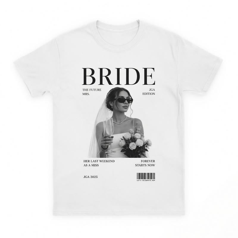 Personalisiertes JGA Shirt mit eigenem Foto - "Bride Magazin"