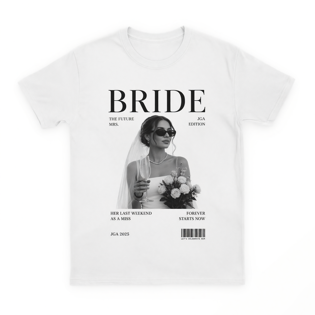 Personalisiertes JGA Shirt mit eigenem Foto - "Bride Magazin"