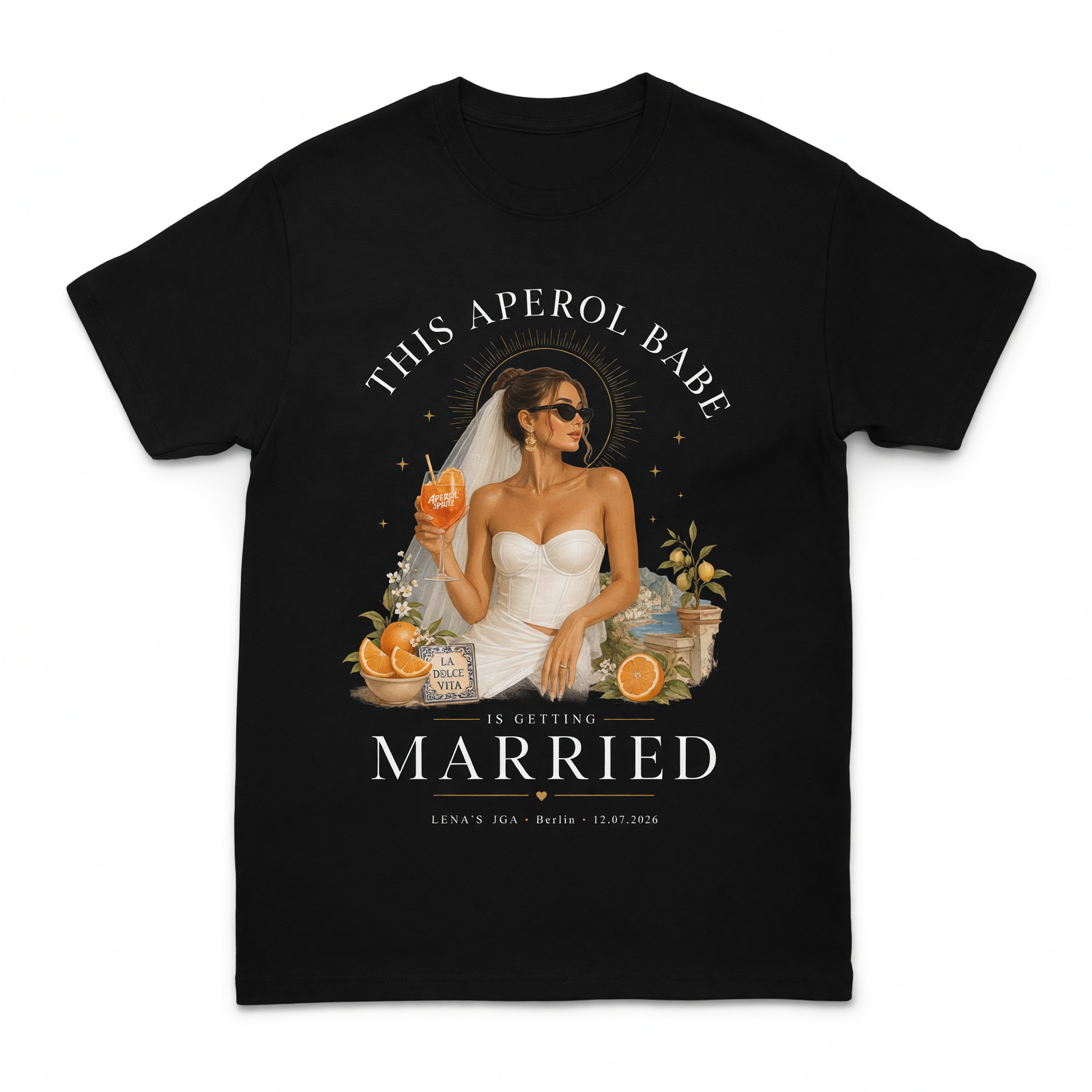 Personalisiertes JGA Shirt mit eigenem Foto - "Aperol Babe"