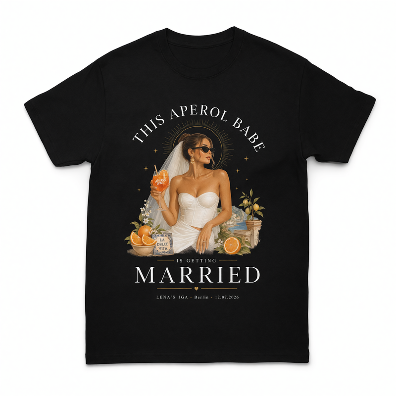 Personalisiertes JGA Shirt mit eigenem Foto - "Aperol Babe"