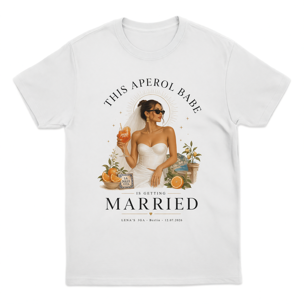 Personalisiertes JGA Shirt mit eigenem Foto - "Aperol Babe"