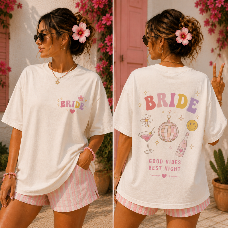 Frauen JGA Shirt - "Team Bride Rainbow"