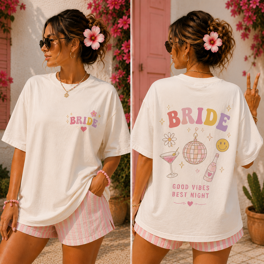 Frauen JGA Shirt - "Team Bride Rainbow"