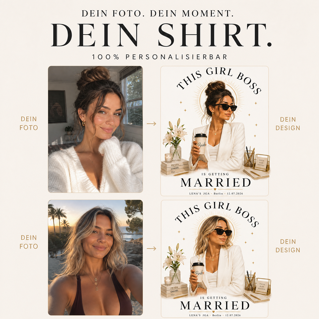 Personalisiertes JGA Shirt mit eigenem Foto - "Girl Boss"