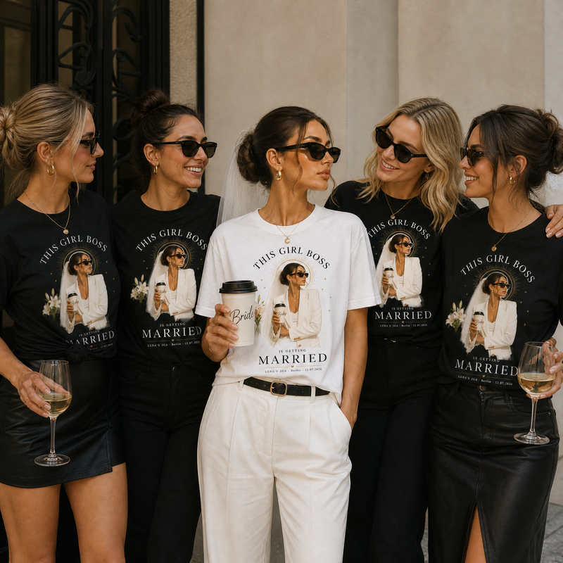 Personalisiertes JGA Shirt mit eigenem Foto - "Girl Boss"