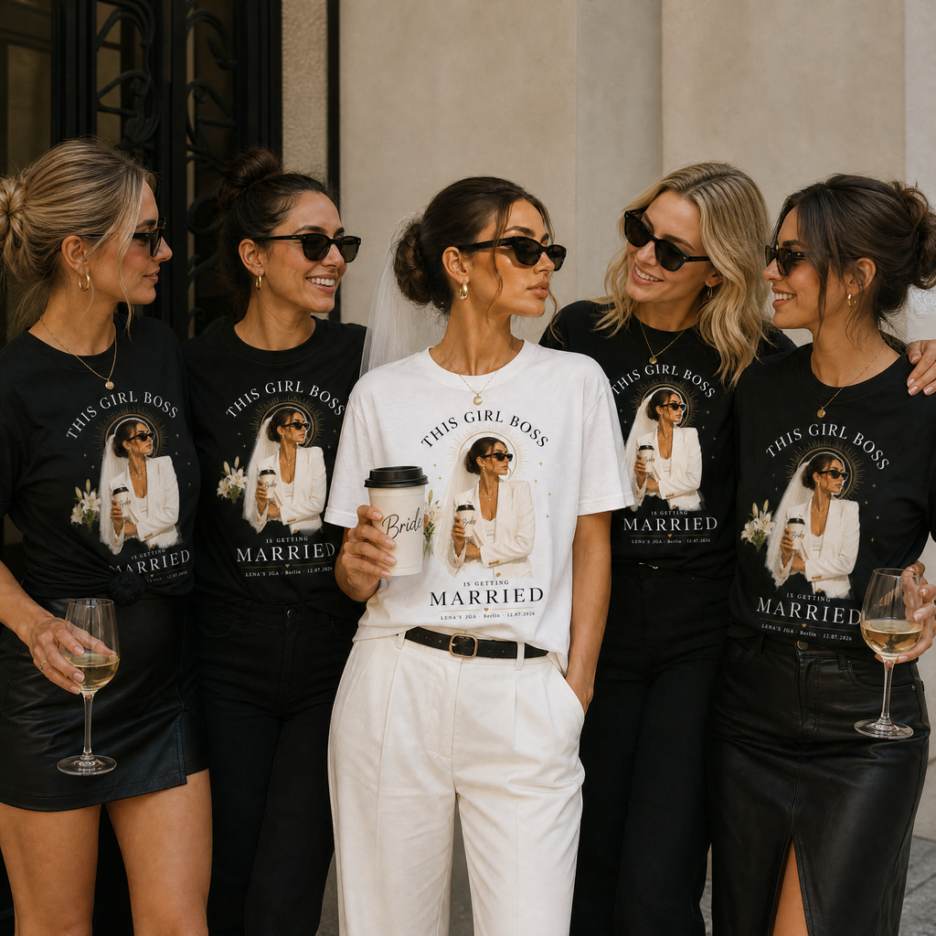 Personalisiertes JGA Shirt mit eigenem Foto - "Girl Boss"