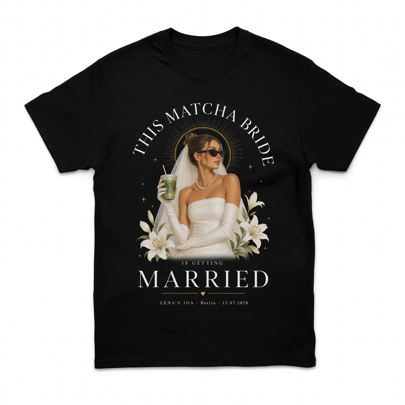 Personalisiertes JGA Shirt mit eigenem Foto - "Matcha Bride"