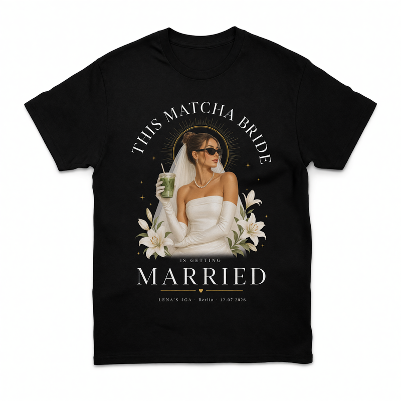 Personalisiertes JGA Shirt mit eigenem Foto - "Matcha Bride"