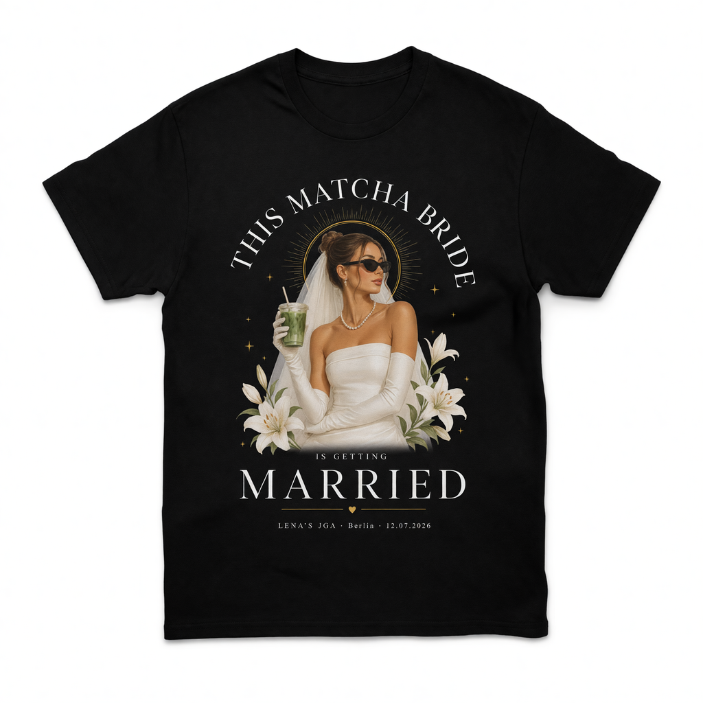 Personalisiertes JGA Shirt mit eigenem Foto - "Matcha Bride"