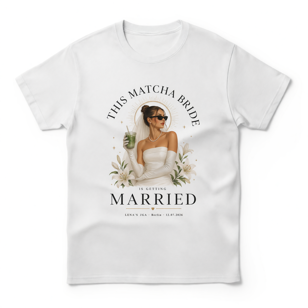 Personalisiertes JGA Shirt mit eigenem Foto - "Matcha Bride"
