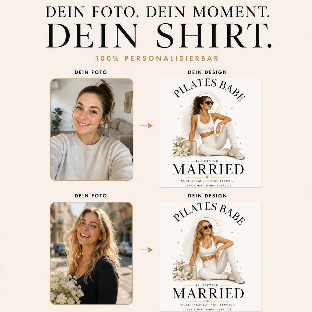 Personalisiertes JGA Shirt mit eigenem Foto - "Pilates Babe"