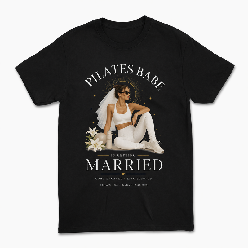 Personalisiertes JGA Shirt mit eigenem Foto - "Pilates Babe"