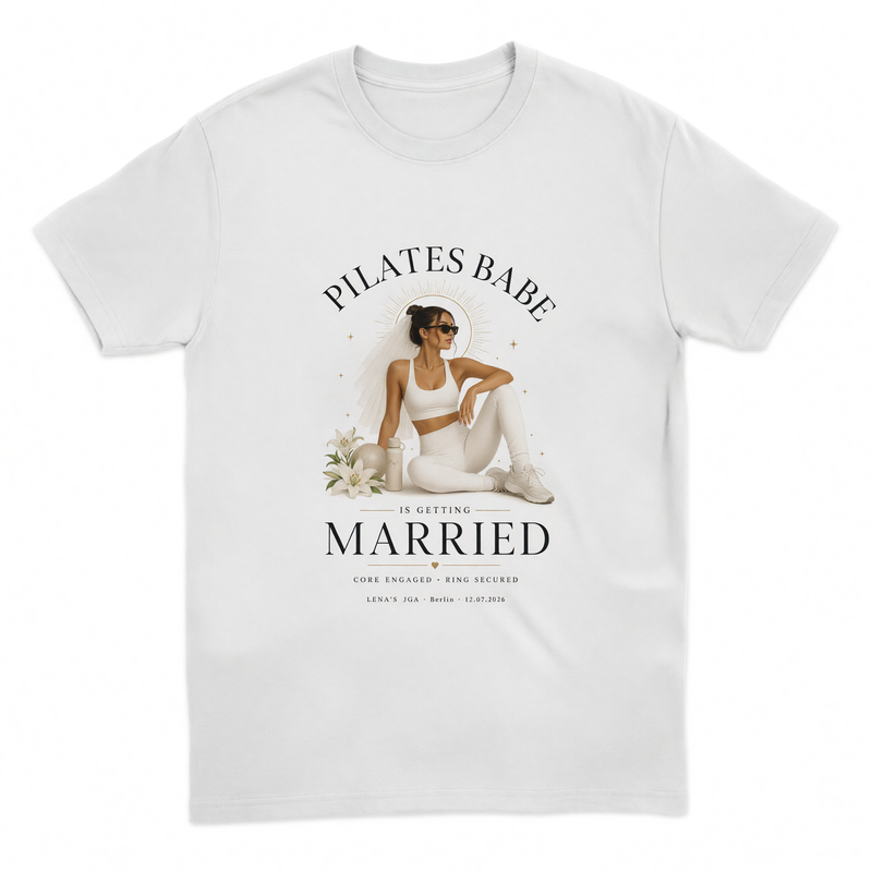 Personalisiertes JGA Shirt mit eigenem Foto - "Pilates Babe"