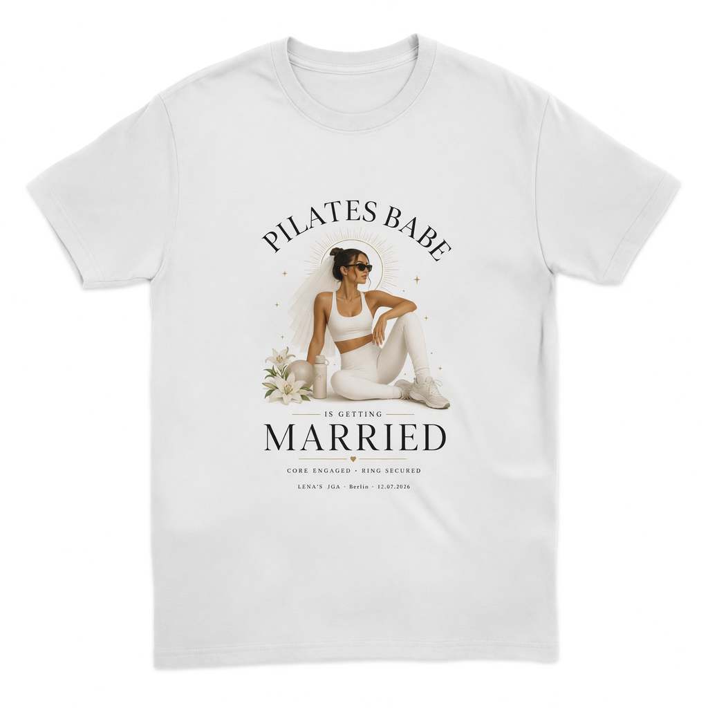 Personalisiertes JGA Shirt mit eigenem Foto - "Pilates Babe"