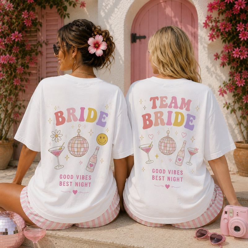 Frauen JGA Shirt - "Team Bride Rainbow"