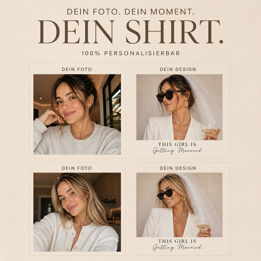 Personalisiertes JGA Shirt mit eigenem Foto - "Editorial"