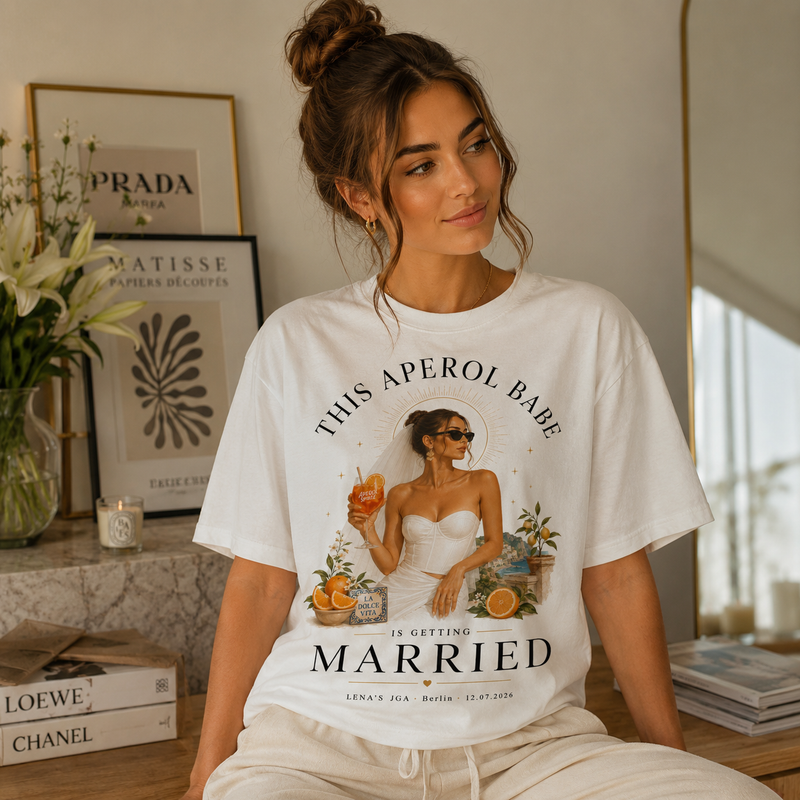 Personalisiertes JGA Shirt mit eigenem Foto - "Aperol Babe"